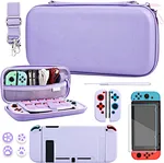 Carrying case set is compatible with Nintendo Switch. Carrying case is embossed with cherry blossoms, and the accessories can meet your basic needs for daily use. Adjustable shoulder straps and wrist straps allow you to choose more many ways to carry.